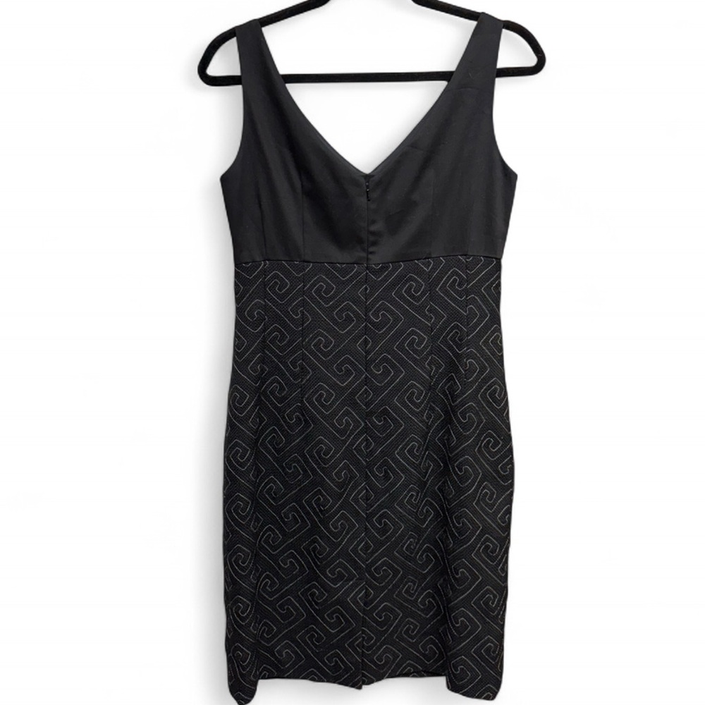 Etcetera Black Geometric Embroidered Sheath Dress - Size 6 - Picture 4 of 8